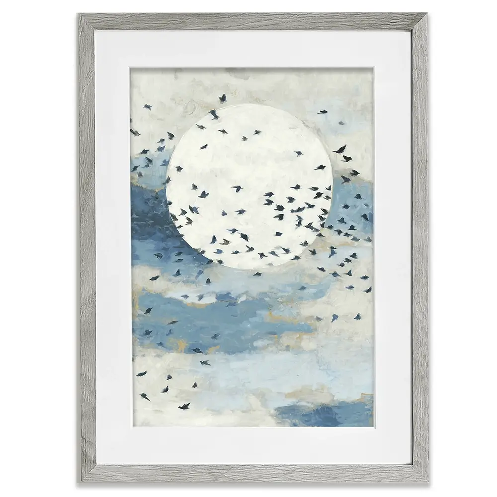 Floating Moon Bird Cloud Framed Art Print Floating Moon Bird Cloud Framed Art Print wall art product Chromatic Storm Studio