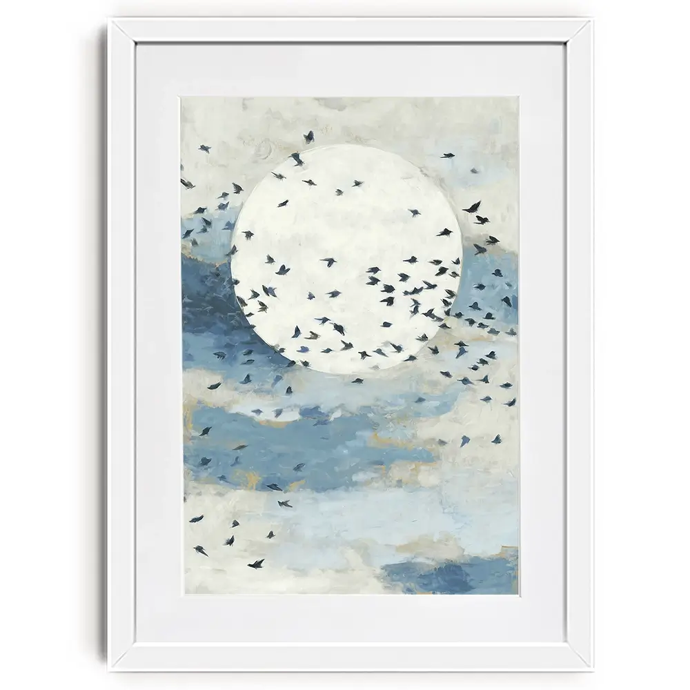 Floating Moon Bird Cloud Framed Art Print Floating Moon Bird Cloud Framed Art Print wall art product Chromatic Storm Studio