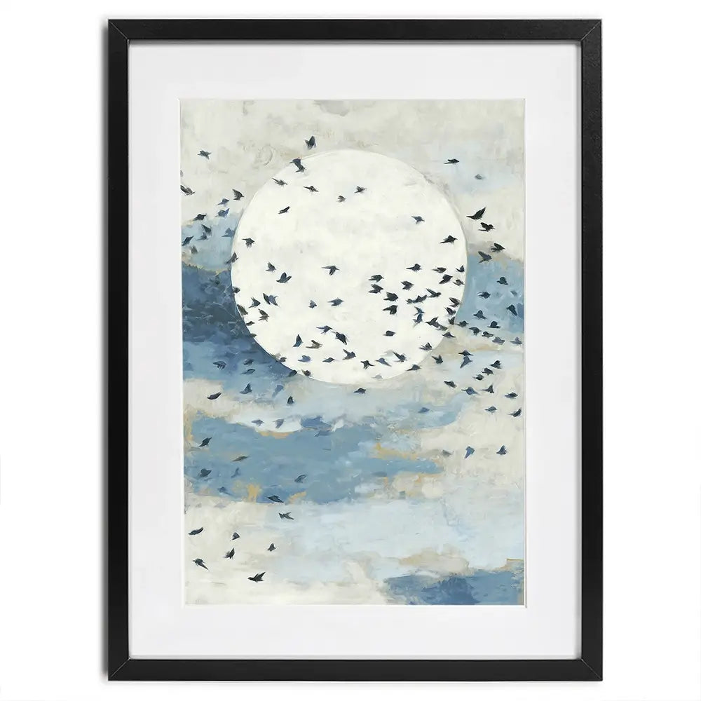 Floating Moon Bird Cloud Framed Art Print Floating Moon Bird Cloud Framed Art Print wall art product Chromatic Storm Studio