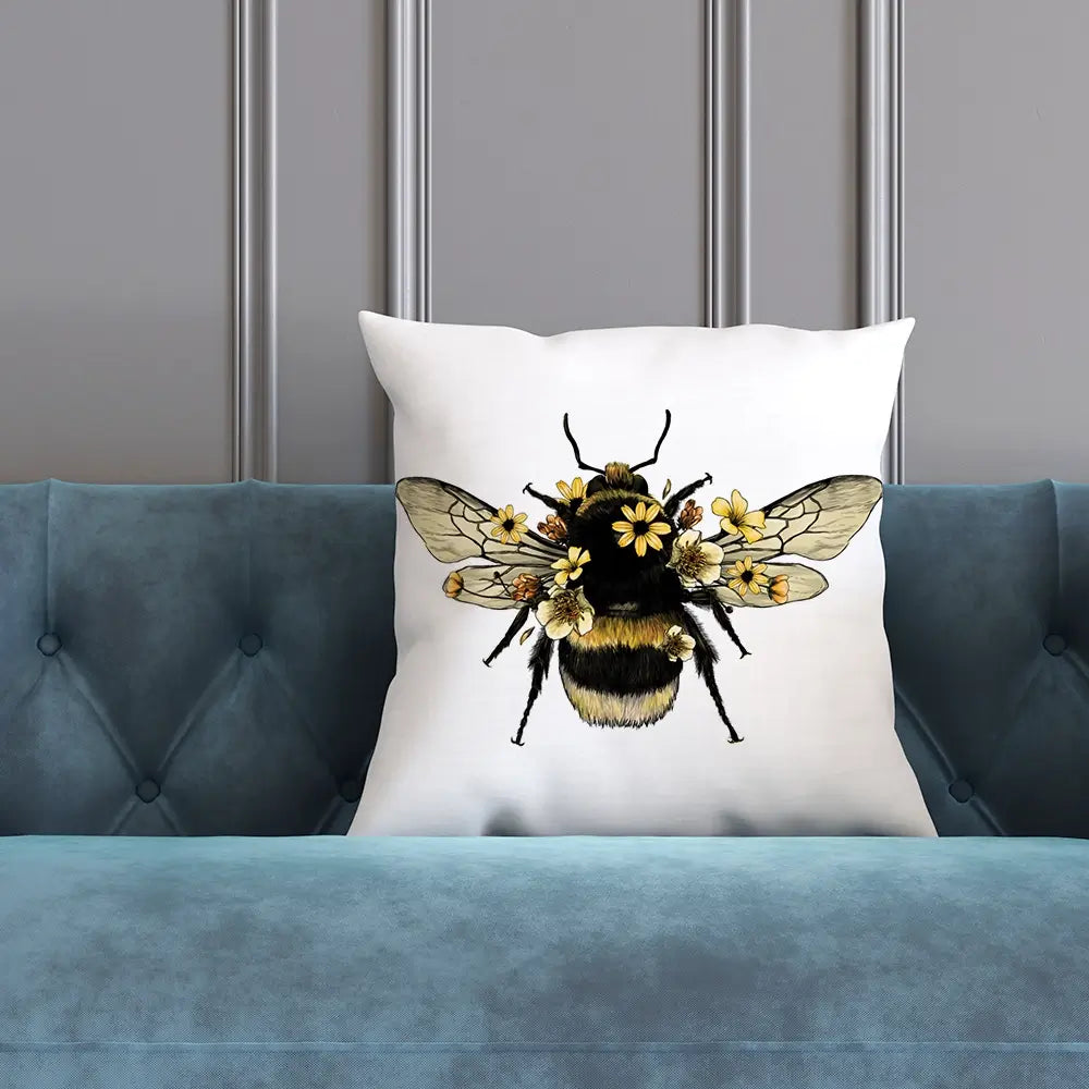 Floral Bumblebee Cushion Floral Bumblebee Cushion wall art product Art Print Shop
