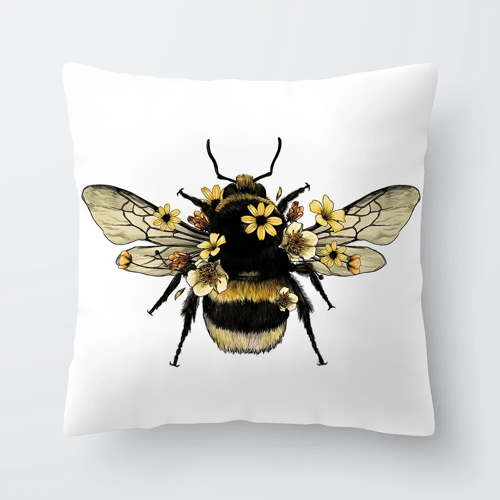Floral Bumblebee Cushion Floral Bumblebee Cushion wall art product Art Print Shop