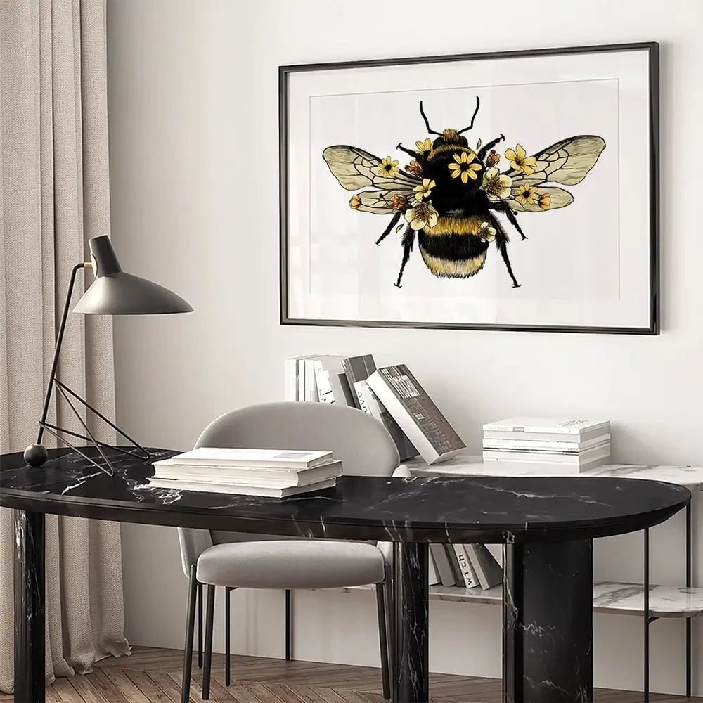 Floral Bumblebee Framed Art Print Floral Bumblebee Framed Art Print wall art product Serafima Dashkevich / Shutterstock