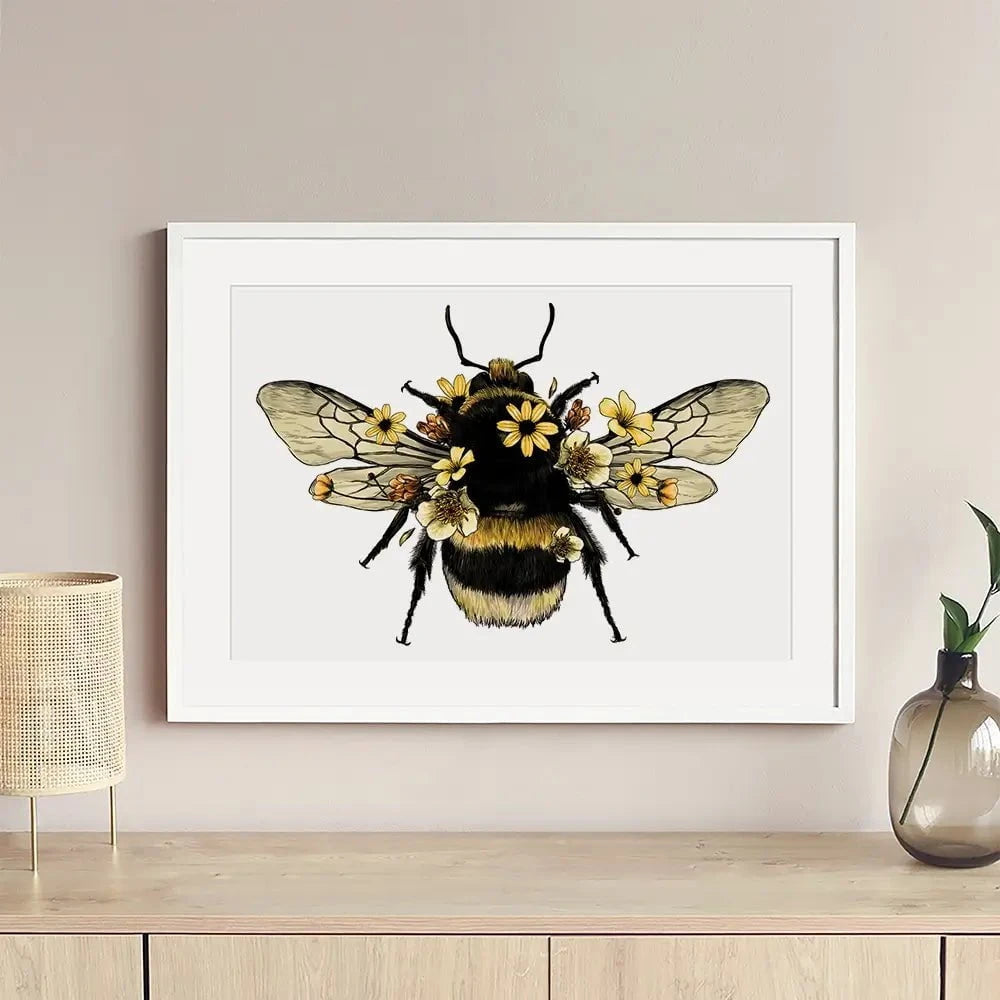 Floral Bumblebee Framed Art Print Floral Bumblebee Framed Art Print wall art product Serafima Dashkevich / Shutterstock