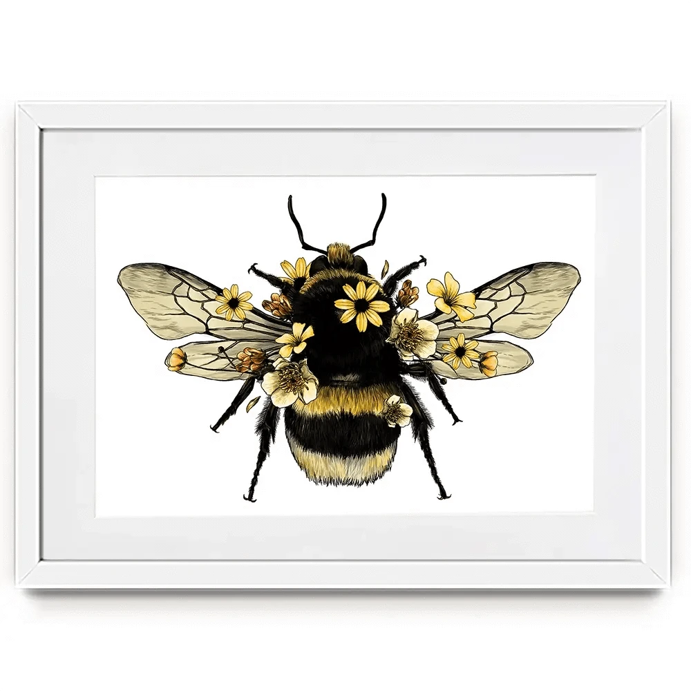 Floral Bumblebee Framed Art Print Floral Bumblebee Framed Art Print wall art product Serafima Dashkevich / Shutterstock