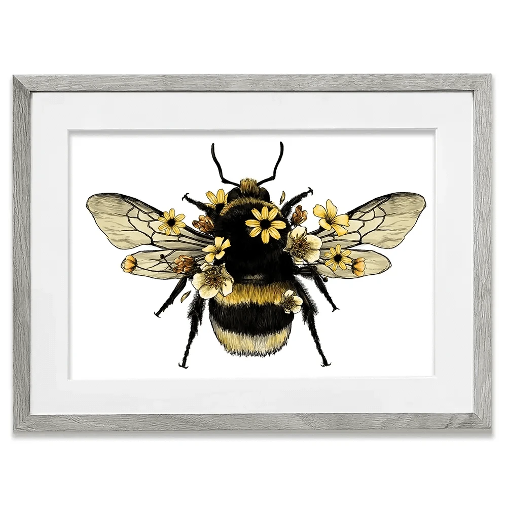 Floral Bumblebee Framed Art Print Floral Bumblebee Framed Art Print wall art product Serafima Dashkevich / Shutterstock