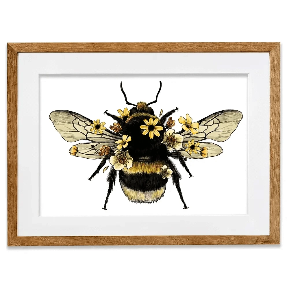 Floral Bumblebee Framed Art Print Floral Bumblebee Framed Art Print wall art product Serafima Dashkevich / Shutterstock