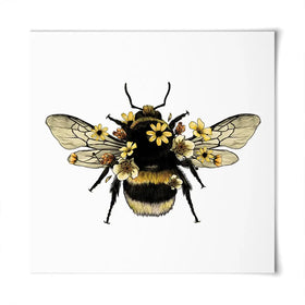 Floral Bumblebee Square Art Print Floral Bumblebee Square Art Print wall art product Art Print Shop