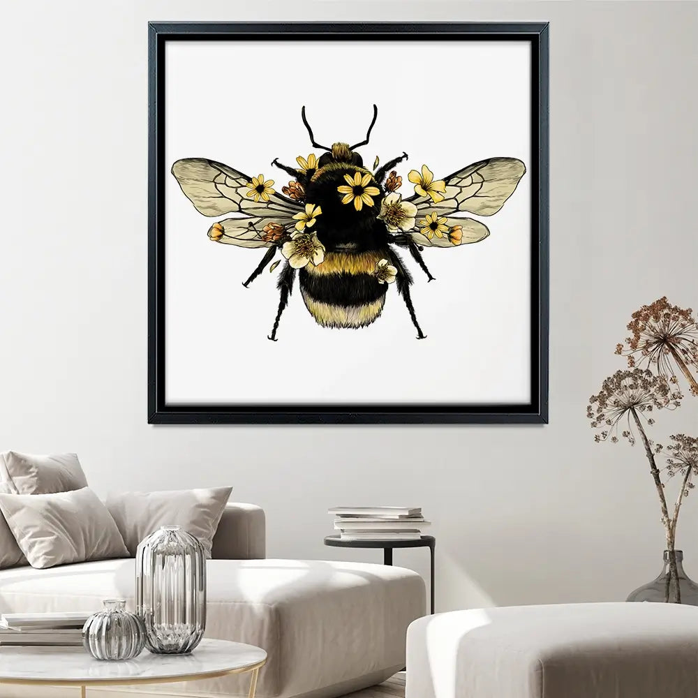 Floral Bumblebee Square Canvas Print Floral Bumblebee Square Canvas Print wall art product Serafima Dashkevich / Shutterstock