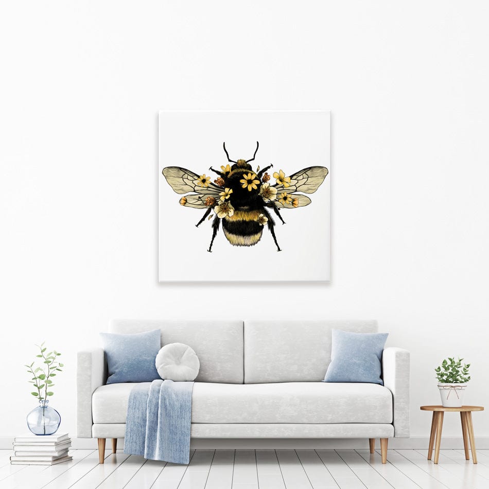 Floral Bumblebee Square Canvas Print wall art product Serafima Dashkevich / Shutterstock