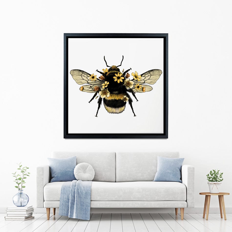 Floral Bumblebee Square Canvas Print wall art product Serafima Dashkevich / Shutterstock