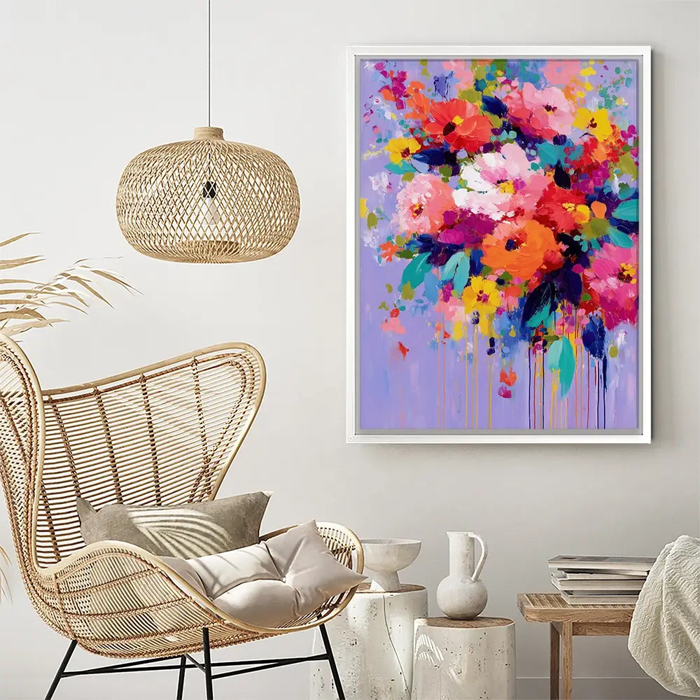 Floral Burst On Lavender Canvas Print Floral Burst On Lavender Canvas Print wall art product Chromatic Storm Studio