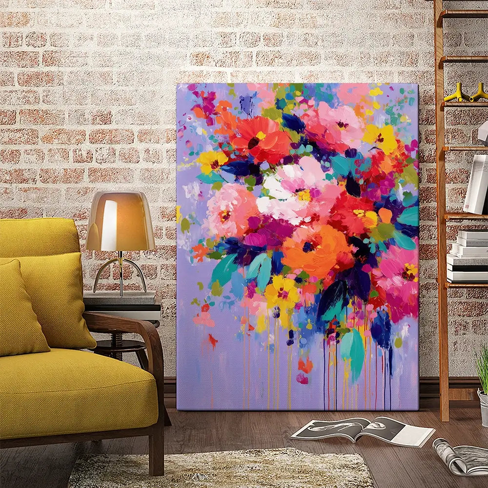Floral Burst On Lavender Canvas Print Floral Burst On Lavender Canvas Print wall art product Chromatic Storm Studio