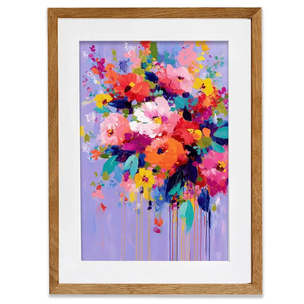 Floral Burst On Lavender Framed Art Print Floral Burst On Lavender Framed Art Print wall art product Chromatic Storm Studio