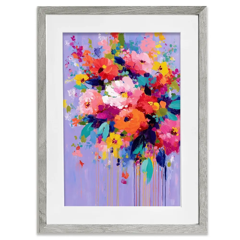 Floral Burst On Lavender Framed Art Print Floral Burst On Lavender Framed Art Print wall art product Chromatic Storm Studio