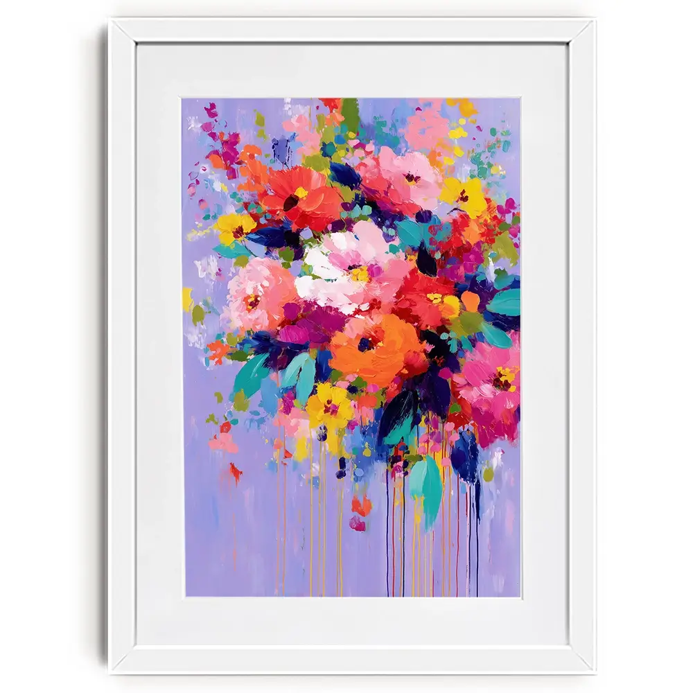 Floral Burst On Lavender Framed Art Print Floral Burst On Lavender Framed Art Print wall art product Chromatic Storm Studio