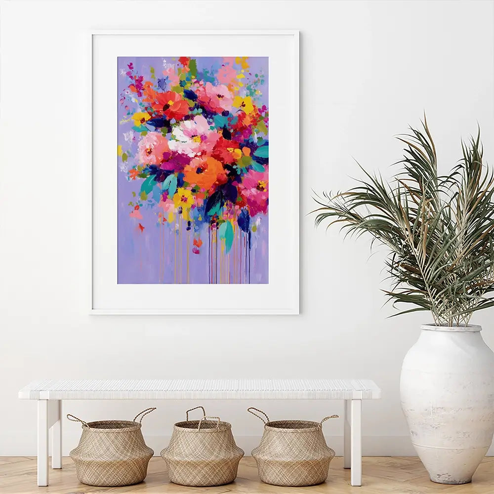 Floral Burst On Lavender Framed Art Print Floral Burst On Lavender Framed Art Print wall art product Chromatic Storm Studio
