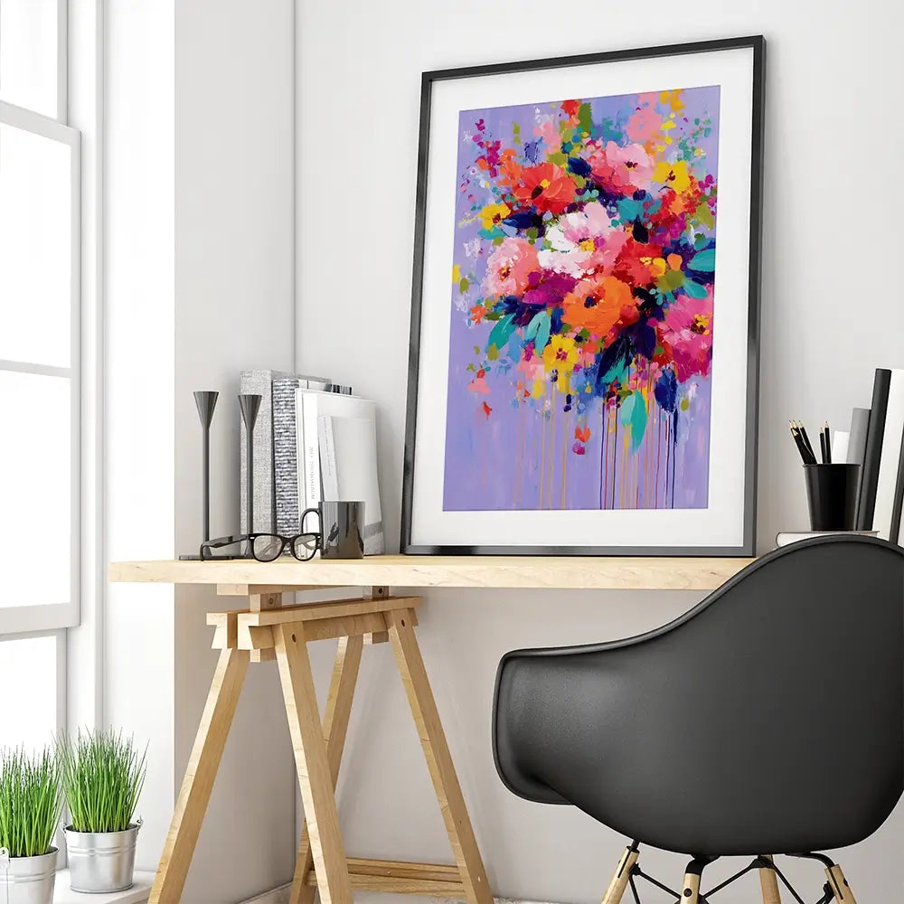 Floral Burst On Lavender Framed Art Print Floral Burst On Lavender Framed Art Print wall art product Chromatic Storm Studio