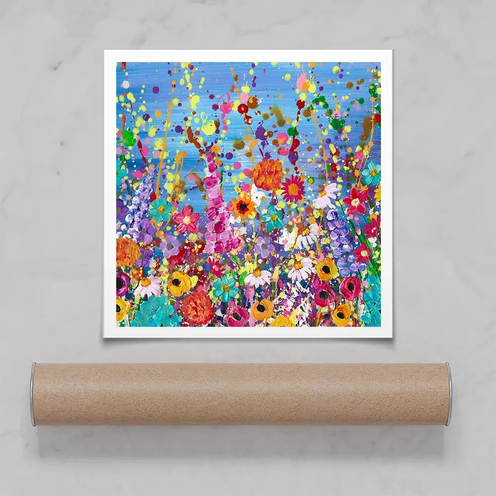 Floral Eruption Square Art Print Floral Eruption Square Art Print wall art product Emma LC Art