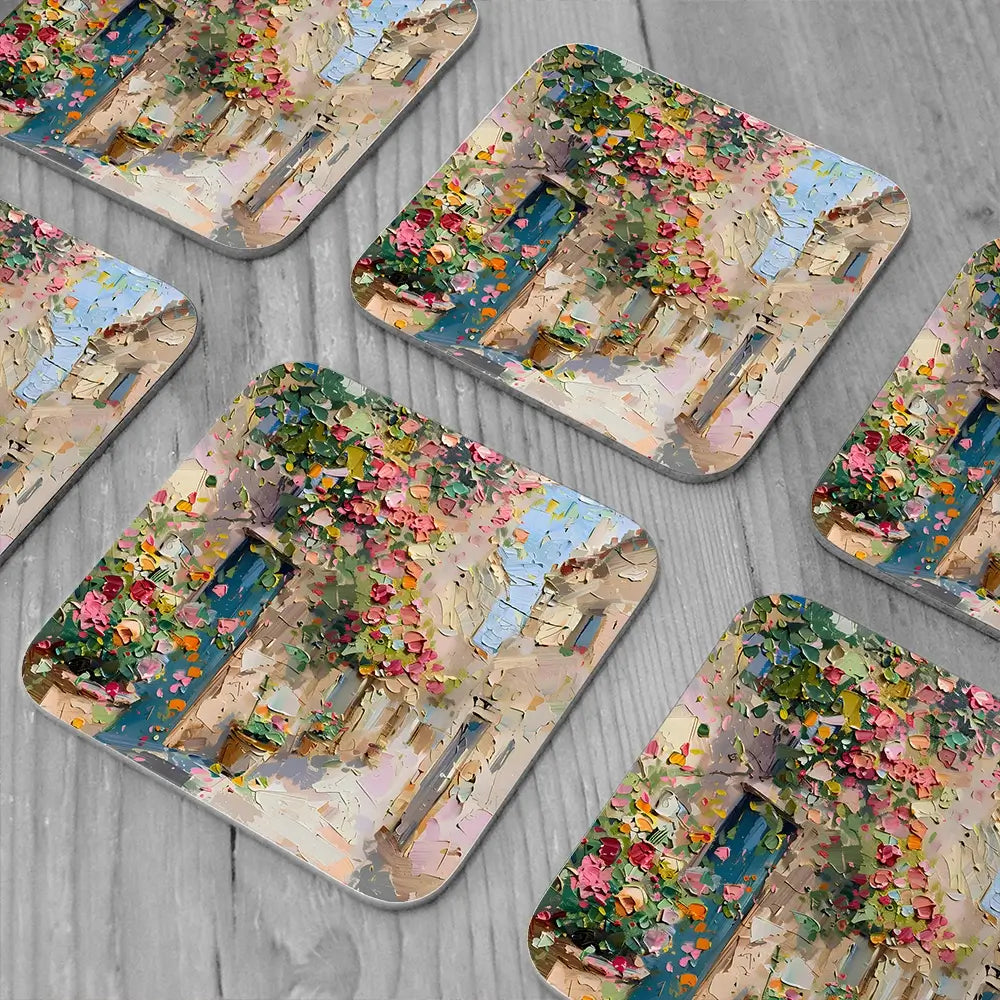 Floral Filled Streets Coaster Set Floral Filled Streets Coaster Set wall art product Elena Avanesova