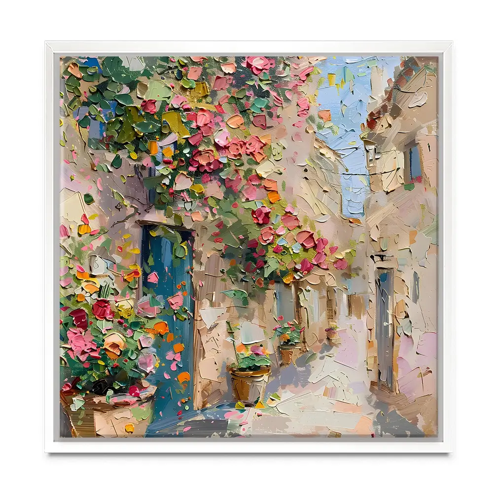 Floral Filled Streets Square Canvas Print Floral Filled Streets Square Canvas Print wall art product Elena Avanesova