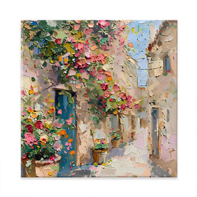 Floral Filled Streets Square Canvas Print Floral Filled Streets Square Canvas Print wall art product Elena Avanesova