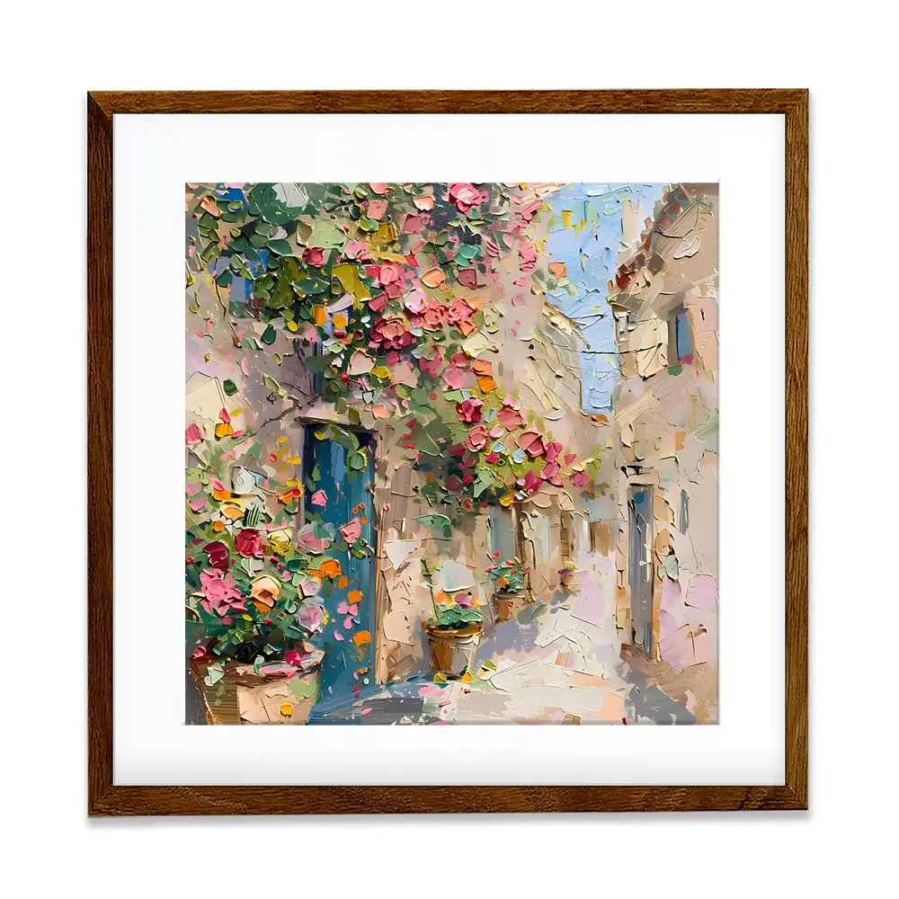 Floral Filled Streets Square Framed Art Print Floral Filled Streets Square Framed Art Print wall art product Elena Avanesova