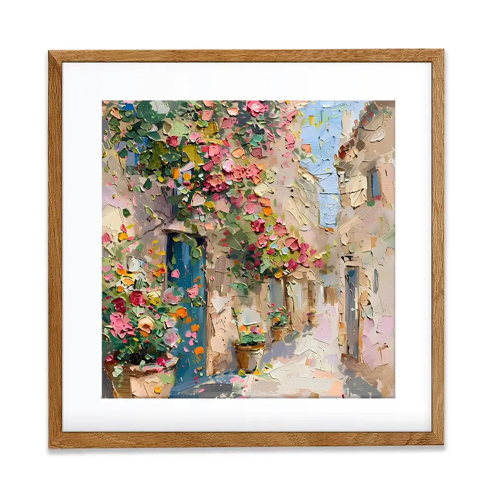 Floral Filled Streets Square Framed Art Print Floral Filled Streets Square Framed Art Print wall art product Elena Avanesova