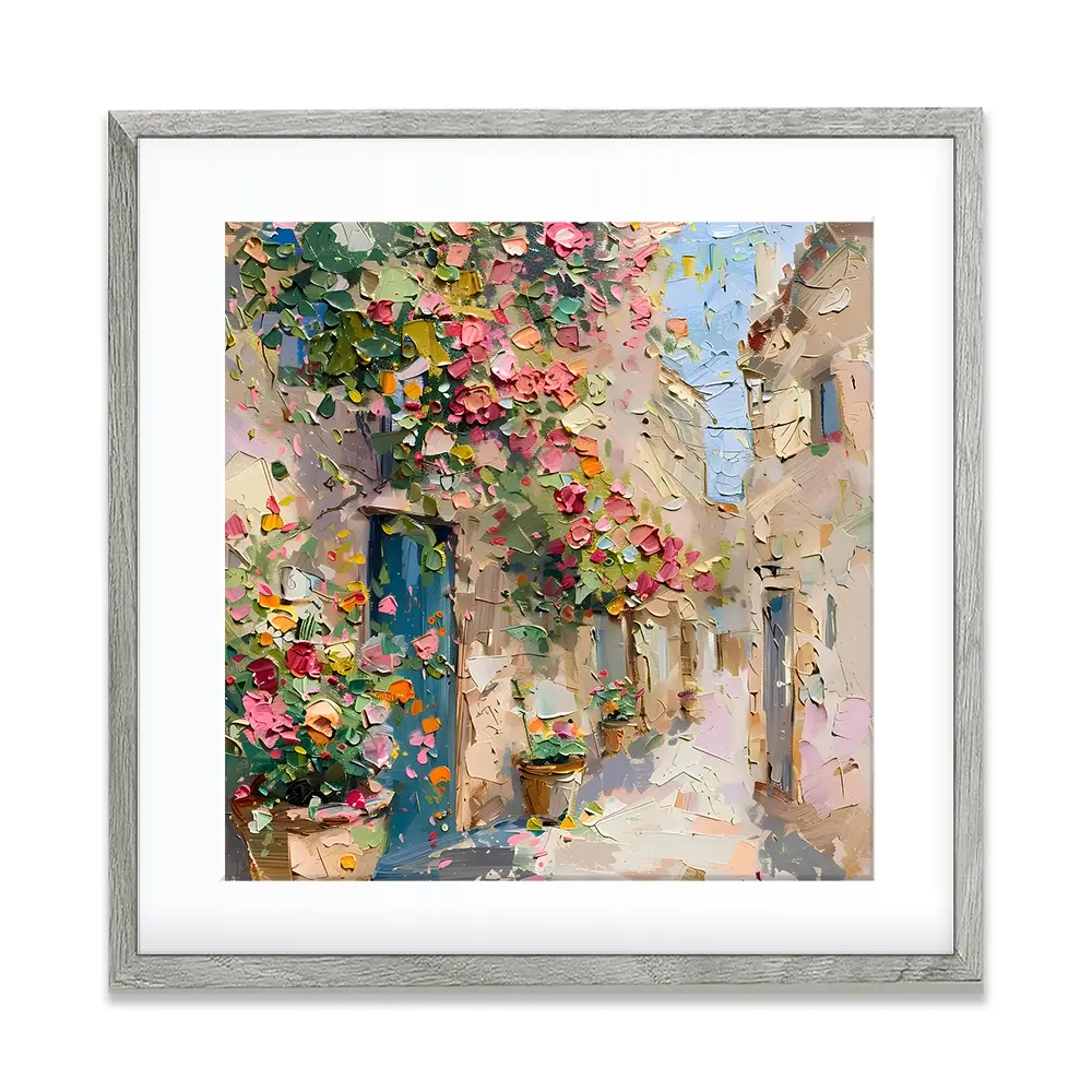 Floral Filled Streets Square Framed Art Print Floral Filled Streets Square Framed Art Print wall art product Elena Avanesova