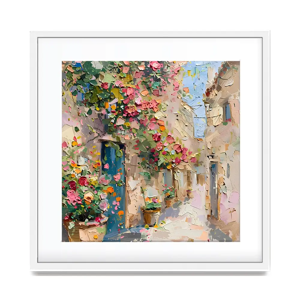 Floral Filled Streets Square Framed Art Print Floral Filled Streets Square Framed Art Print wall art product Elena Avanesova