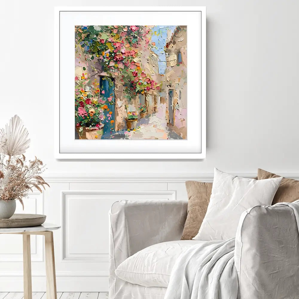 Floral Filled Streets Square Framed Art Print Floral Filled Streets Square Framed Art Print wall art product Elena Avanesova