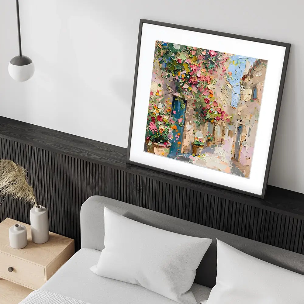 Floral Filled Streets Square Framed Art Print Floral Filled Streets Square Framed Art Print wall art product Elena Avanesova