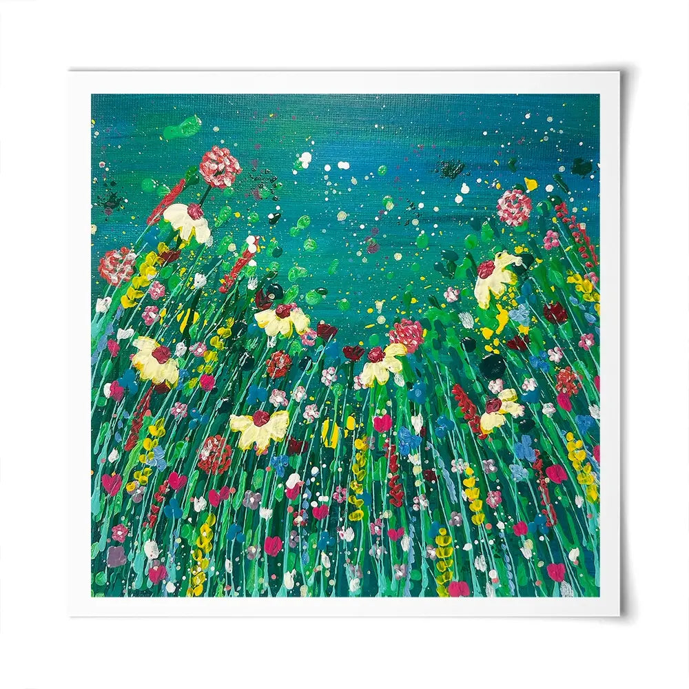Floral Green Square Art Print Floral Green Square Art Print wall art product Emma LC Art