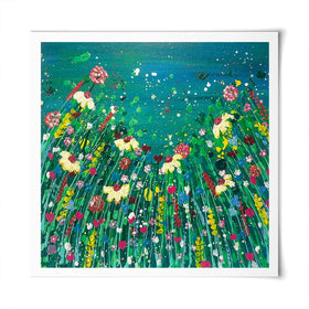 Floral Green Square Art Print Floral Green Square Art Print wall art product Emma LC Art