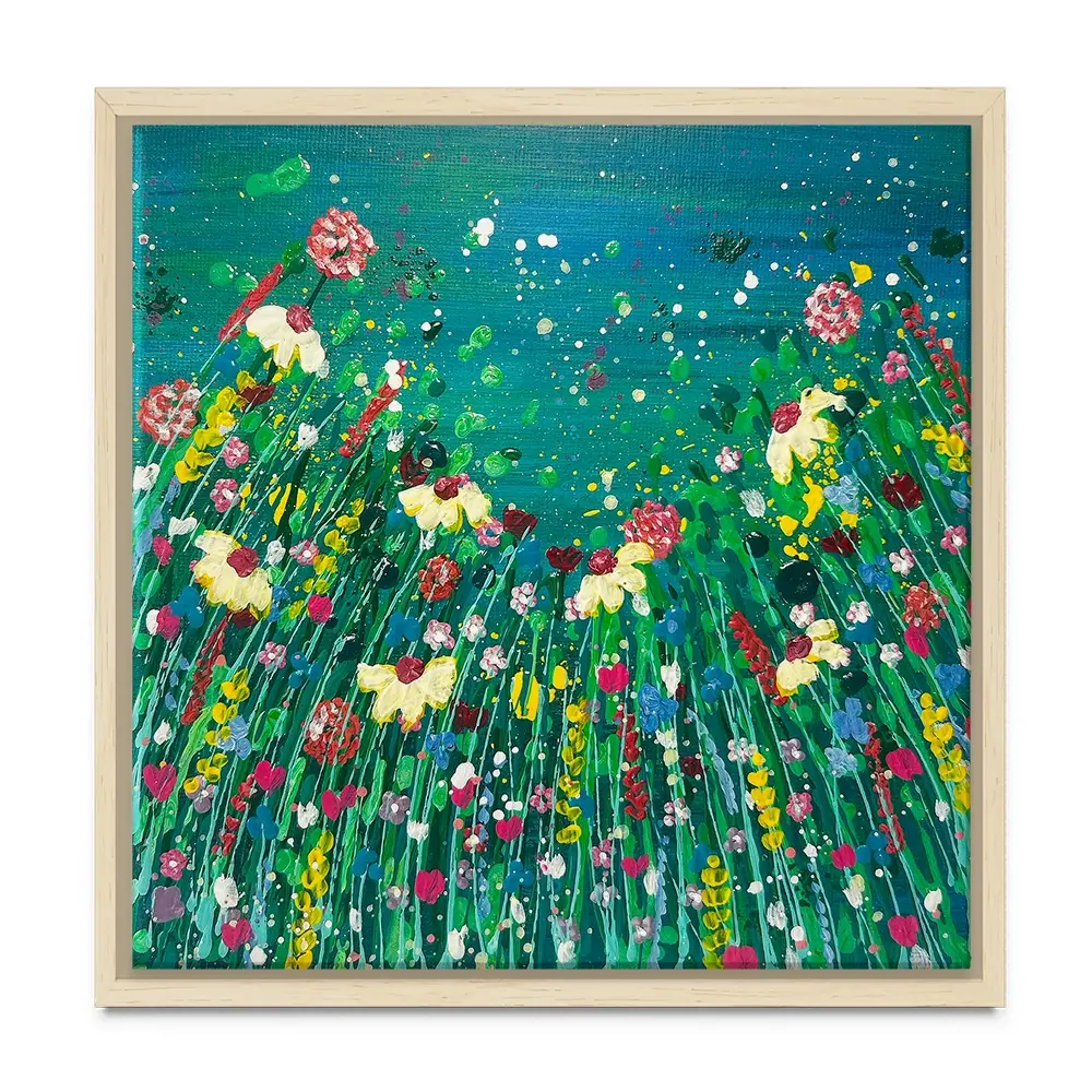 Floral Green Square Canvas Print Floral Green Square Canvas Print wall art product Emma LC Art