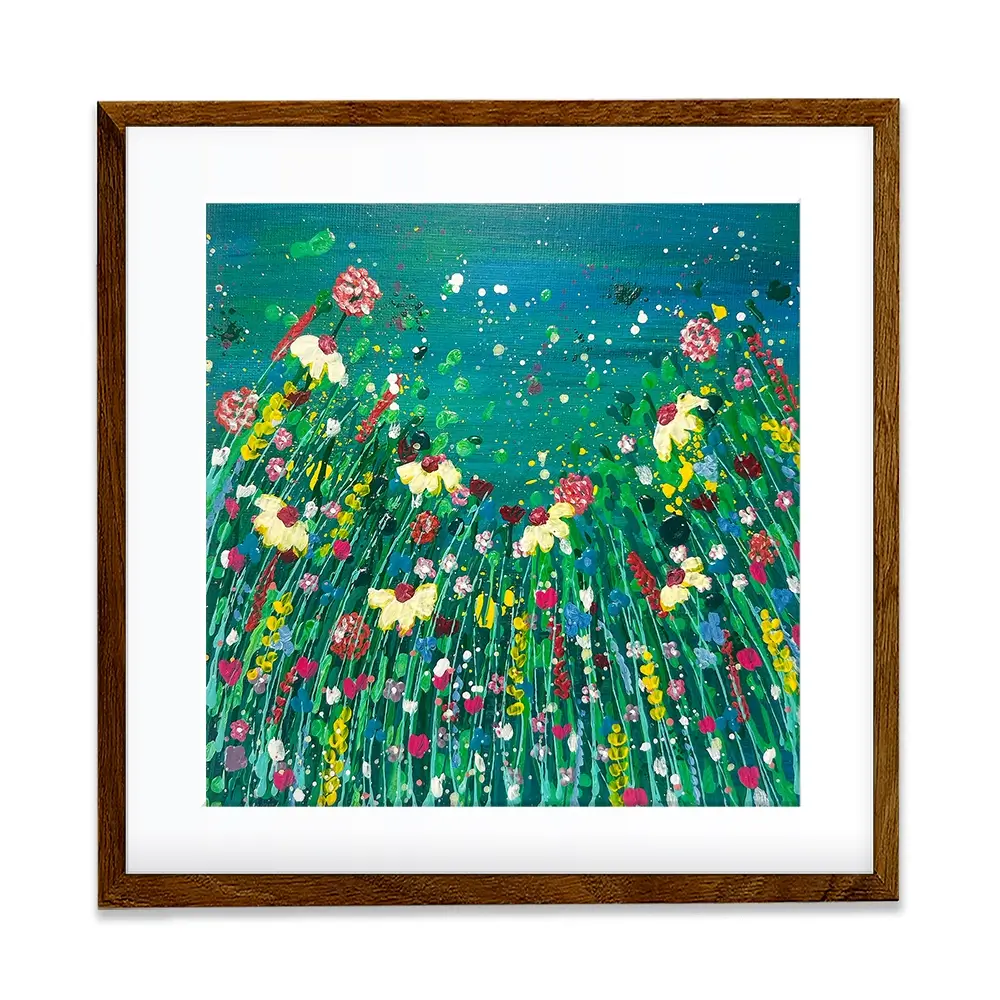 Floral Green Square Framed Art Print Floral Green Square Framed Art Print wall art product Emma LC Art