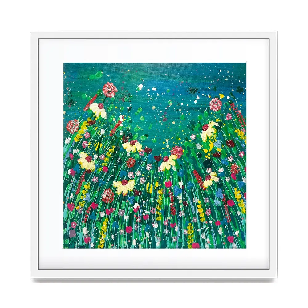 Floral Green Square Framed Art Print Floral Green Square Framed Art Print wall art product Emma LC Art