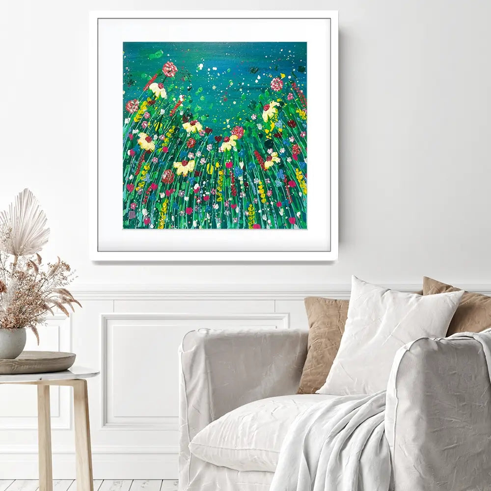 Floral Green Square Framed Art Print Floral Green Square Framed Art Print wall art product Emma LC Art