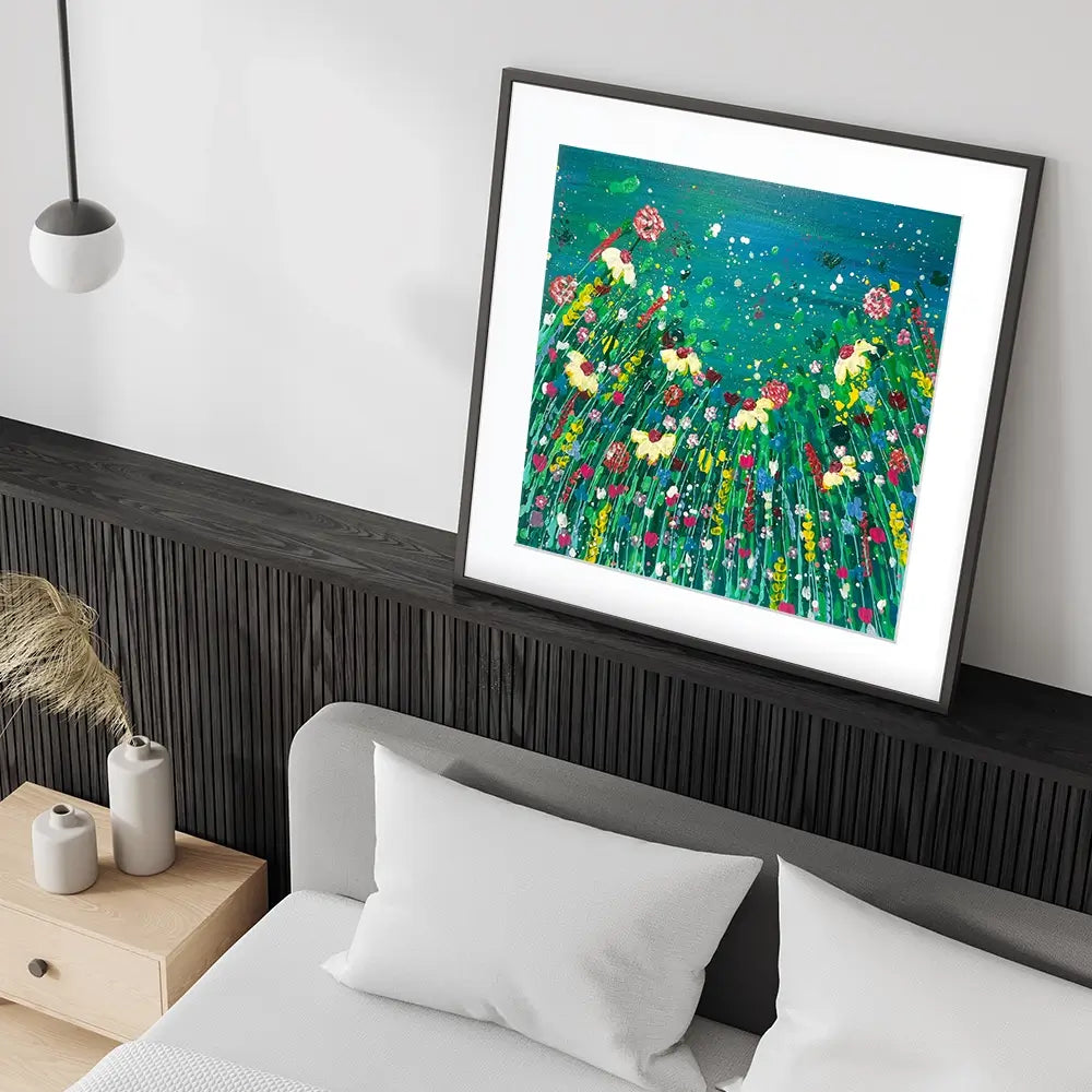Floral Green Square Framed Art Print Floral Green Square Framed Art Print wall art product Emma LC Art