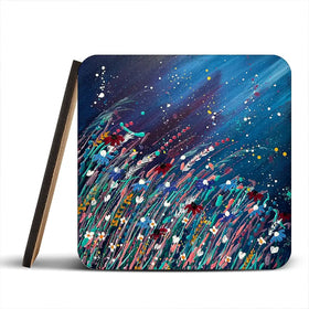 Floral Navy Nights Coaster Set Floral Navy Nights Coaster Set wall art product Emma LC Art
