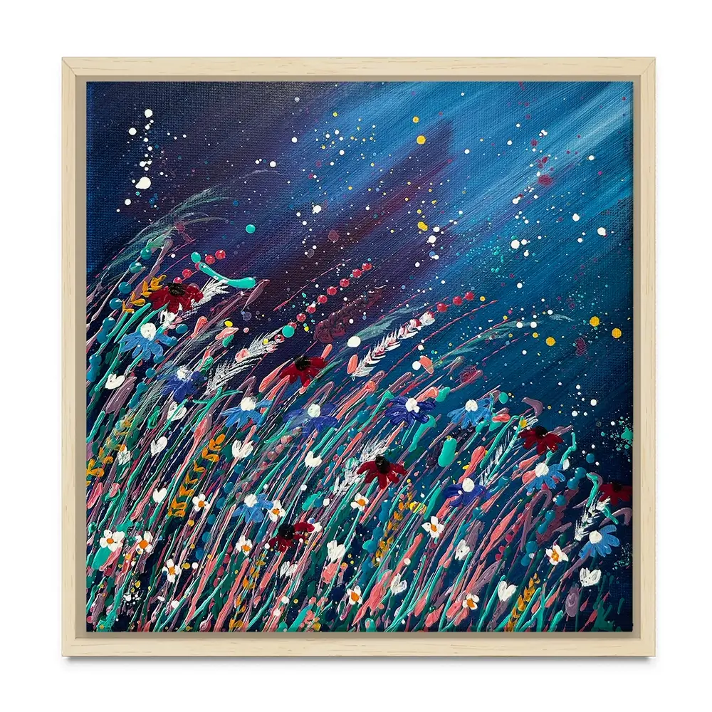 Floral Navy Nights Square Canvas Print Floral Navy Nights Square Canvas Print wall art product Emma LC Art