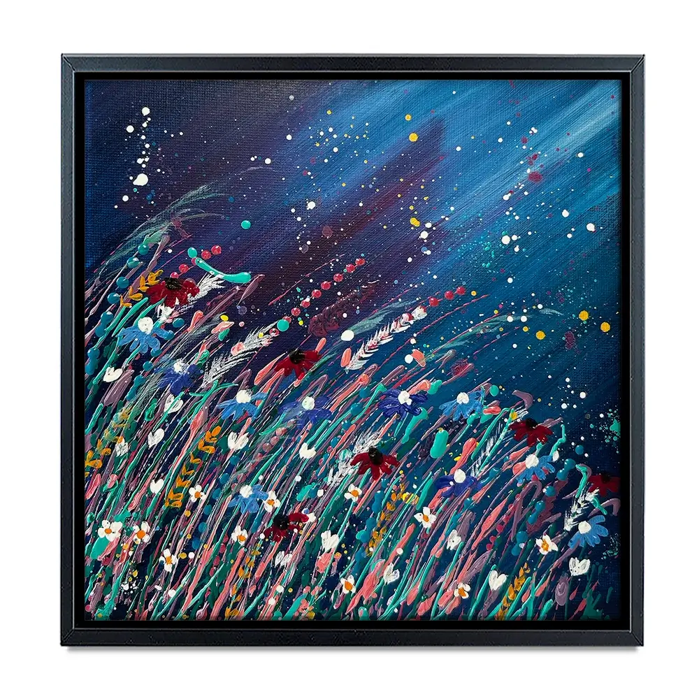 Floral Navy Nights Square Canvas Print Floral Navy Nights Square Canvas Print wall art product Emma LC Art