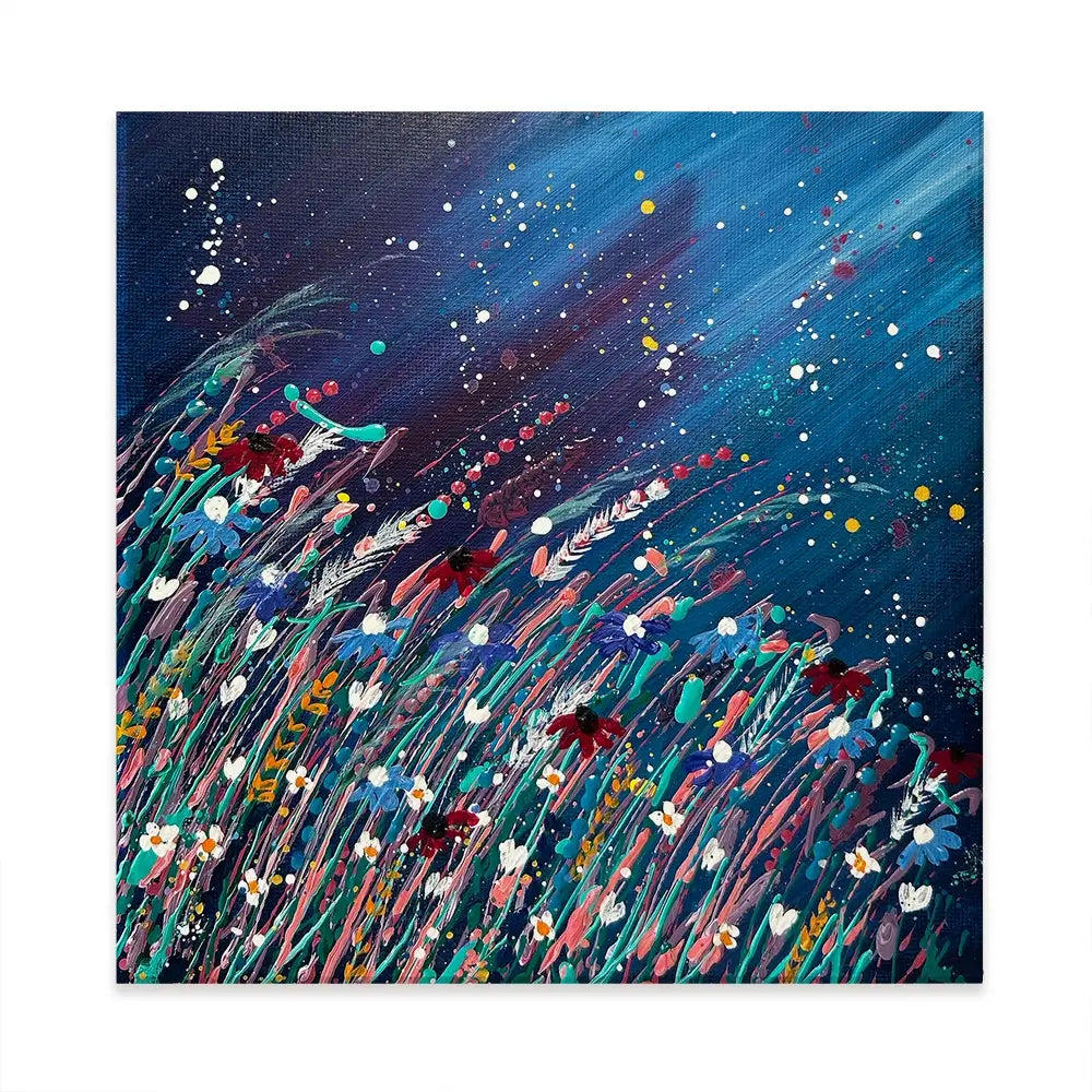 Floral Navy Nights Square Canvas Print Floral Navy Nights Square Canvas Print wall art product Emma LC Art