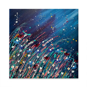 Floral Navy Nights Square Canvas Print Floral Navy Nights Square Canvas Print wall art product Emma LC Art