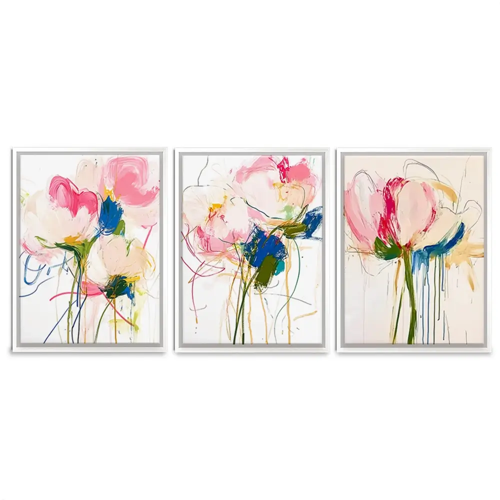 Floral Scribbles Trio Canvas Print Floral Scribbles Trio Canvas Print wall art product IAmHomeStudio