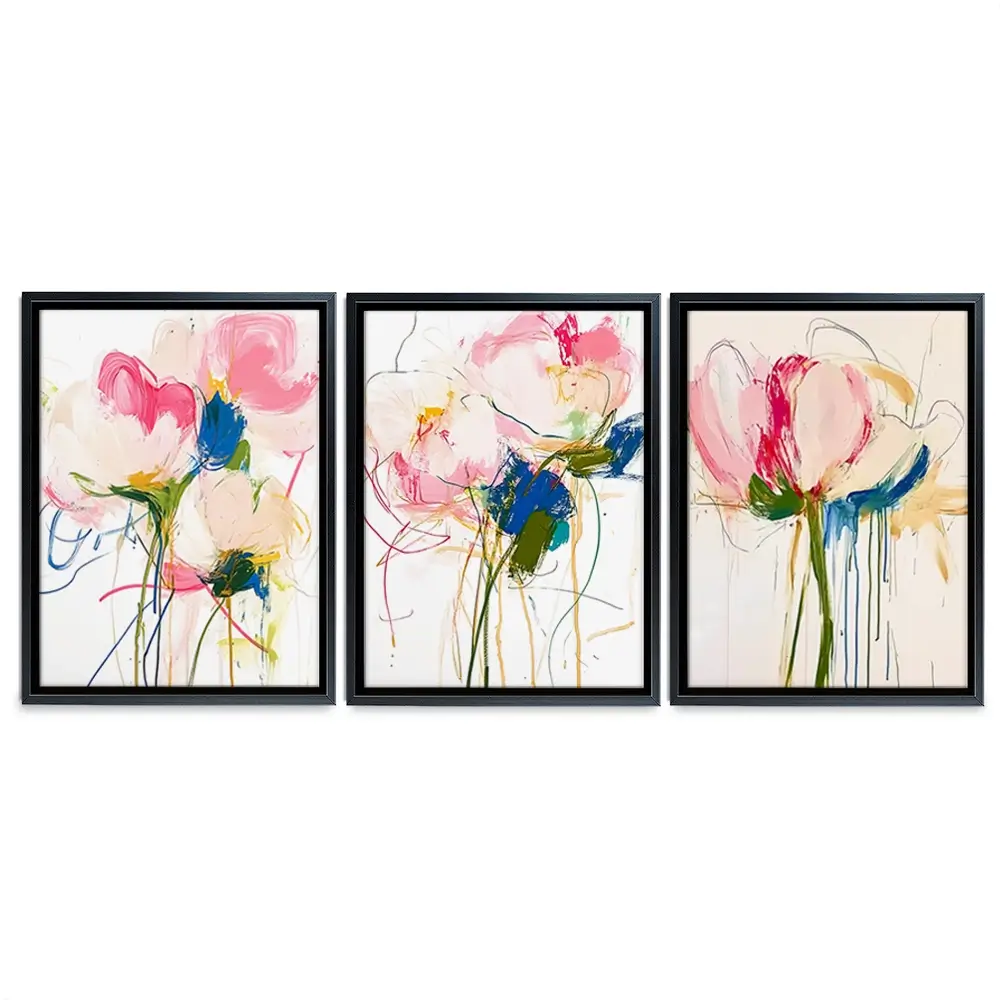 Floral Scribbles Trio Canvas Print Floral Scribbles Trio Canvas Print wall art product IAmHomeStudio