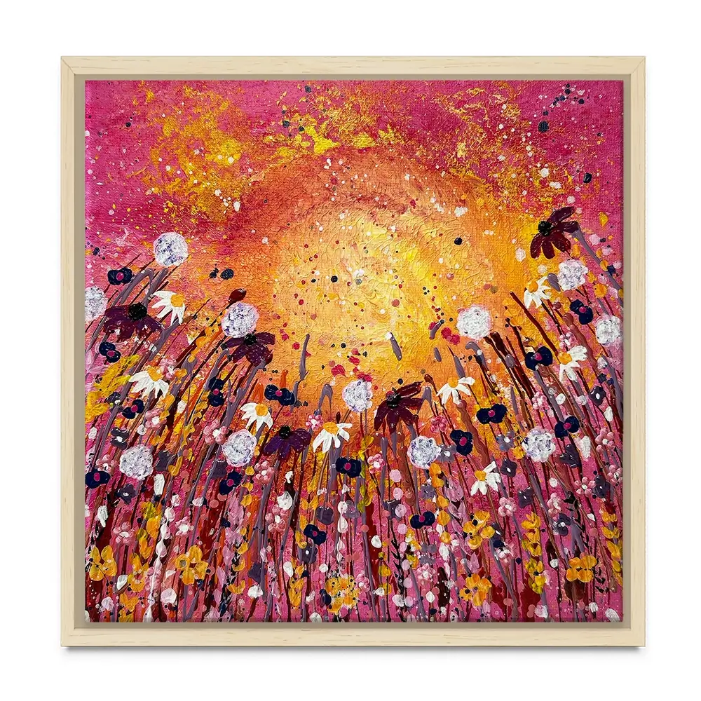 Floral Sunset Warmth Square Canvas Print Floral Sunset Warmth Square Canvas Print wall art product Emma LC Art