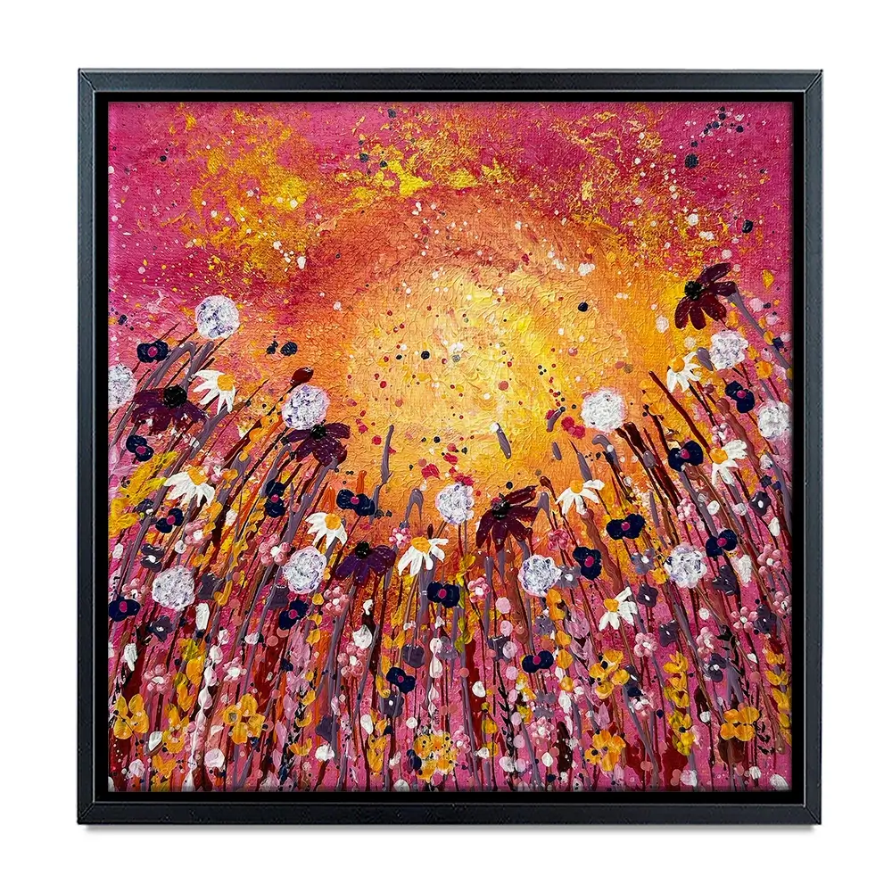 Floral Sunset Warmth Square Canvas Print Floral Sunset Warmth Square Canvas Print wall art product Emma LC Art
