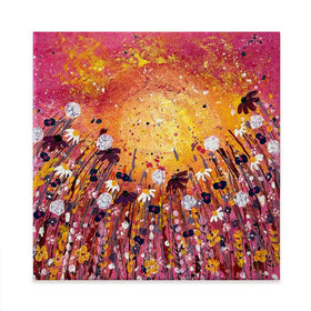 Floral Sunset Warmth Square Canvas Print Floral Sunset Warmth Square Canvas Print wall art product Emma LC Art