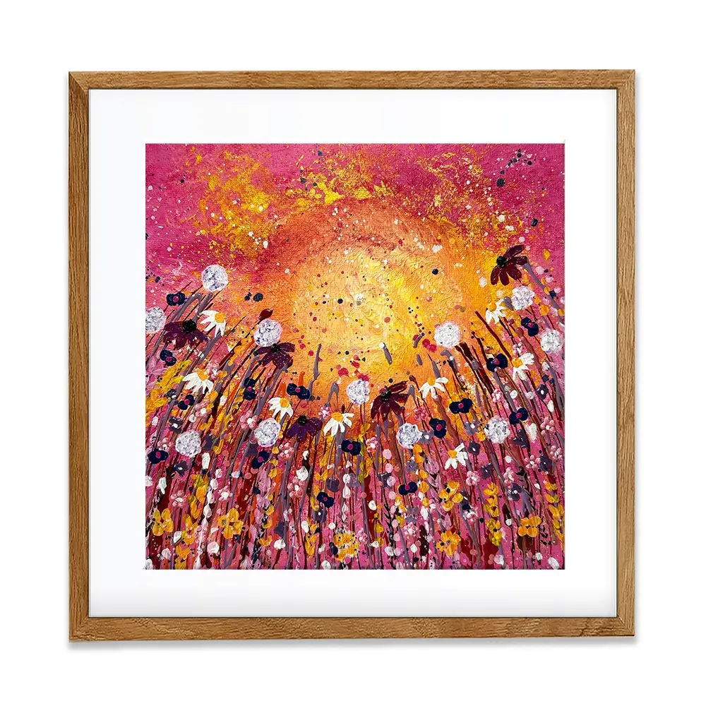 Floral Sunset Warmth Square Framed Art Print Floral Sunset Warmth Square Framed Art Print wall art product Emma LC Art