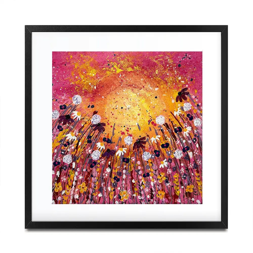 Floral Sunset Warmth Square Framed Art Print Floral Sunset Warmth Square Framed Art Print wall art product Emma LC Art